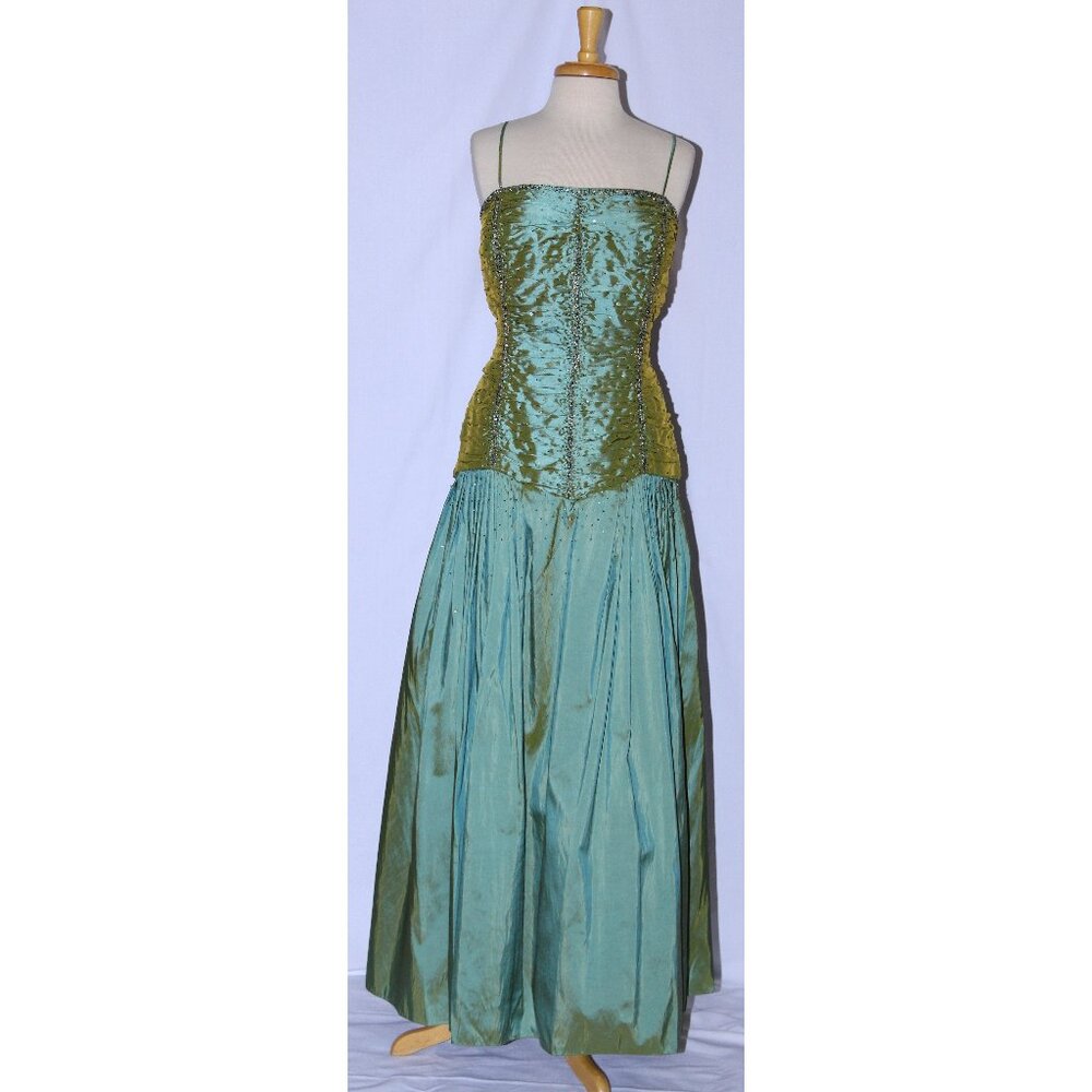 MayQueen #528 Pleated Taffeta Prom or Ball Gown-Size 2X-SAGE GREEN-NEW With Tags